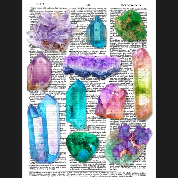 Crystal Mineral Gemstone Dictionary Art Print - Picture 1 of 4